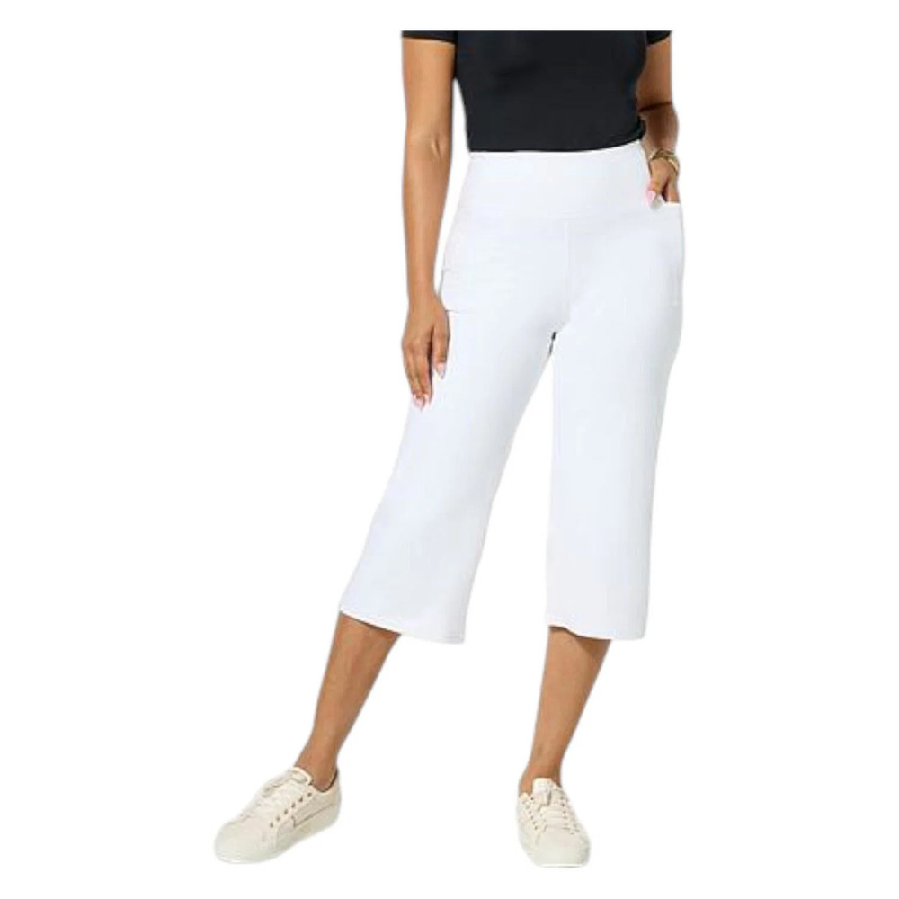 Joy Collection Women's Cool & Clean Smooth Capri Power Pant White - Regular